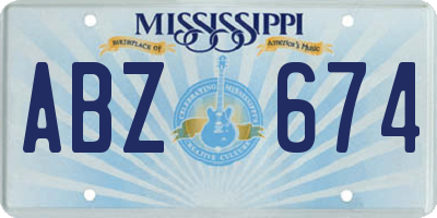 MS license plate ABZ674