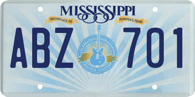 MS license plate ABZ701