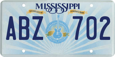 MS license plate ABZ702
