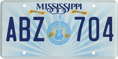 MS license plate ABZ704