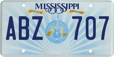MS license plate ABZ707