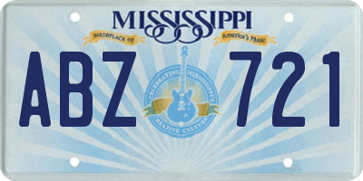 MS license plate ABZ721