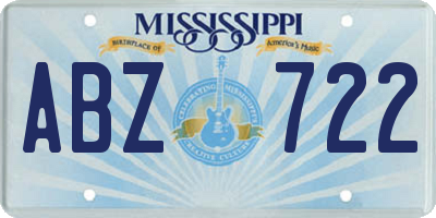 MS license plate ABZ722