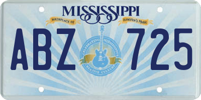 MS license plate ABZ725