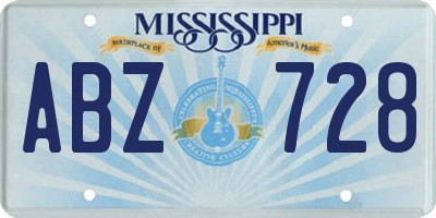 MS license plate ABZ728