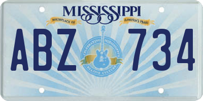 MS license plate ABZ734