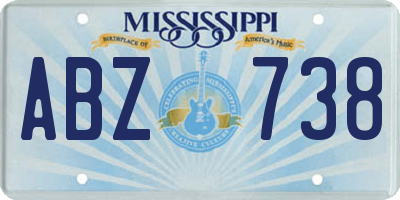 MS license plate ABZ738
