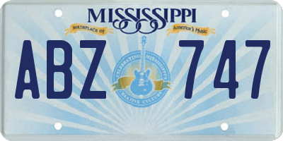 MS license plate ABZ747