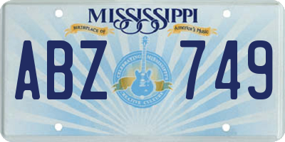 MS license plate ABZ749