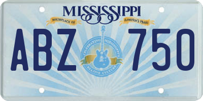 MS license plate ABZ750