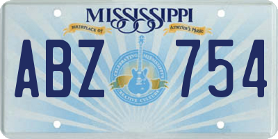 MS license plate ABZ754