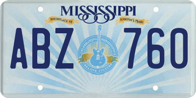 MS license plate ABZ760
