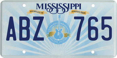 MS license plate ABZ765