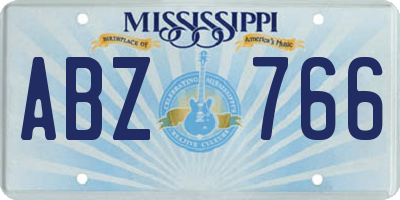 MS license plate ABZ766