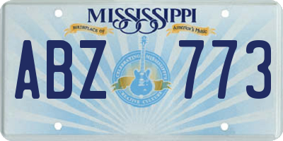 MS license plate ABZ773