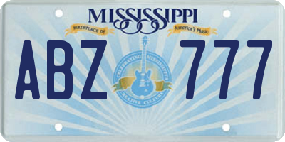 MS license plate ABZ777