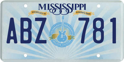 MS license plate ABZ781