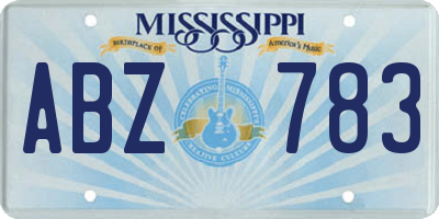 MS license plate ABZ783