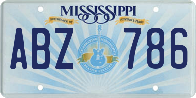 MS license plate ABZ786