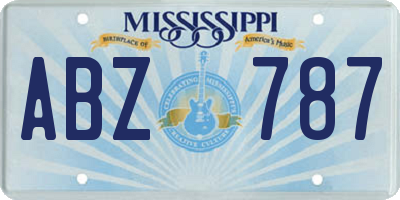 MS license plate ABZ787