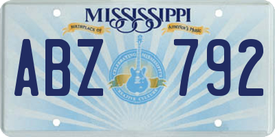 MS license plate ABZ792
