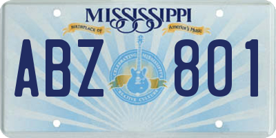 MS license plate ABZ801