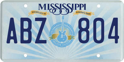 MS license plate ABZ804