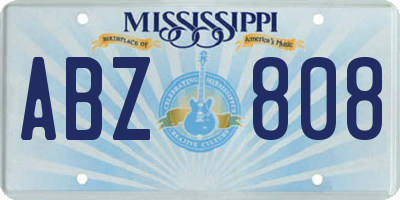 MS license plate ABZ808