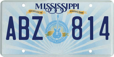 MS license plate ABZ814