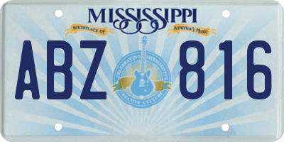 MS license plate ABZ816