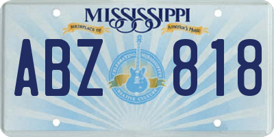 MS license plate ABZ818