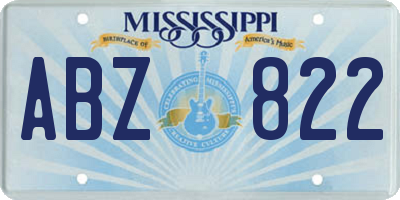MS license plate ABZ822
