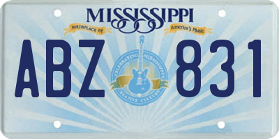 MS license plate ABZ831
