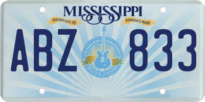MS license plate ABZ833