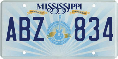 MS license plate ABZ834