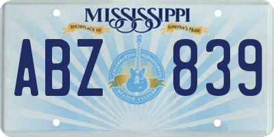 MS license plate ABZ839