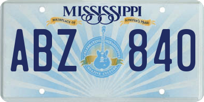 MS license plate ABZ840