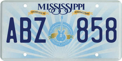 MS license plate ABZ858