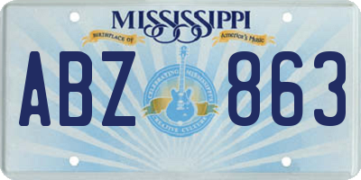 MS license plate ABZ863