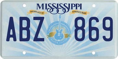 MS license plate ABZ869