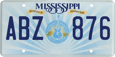 MS license plate ABZ876