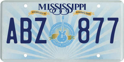 MS license plate ABZ877
