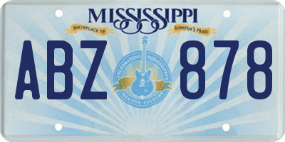 MS license plate ABZ878