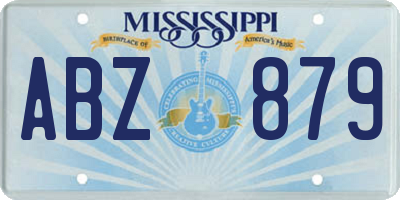 MS license plate ABZ879