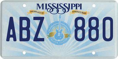 MS license plate ABZ880