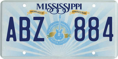 MS license plate ABZ884