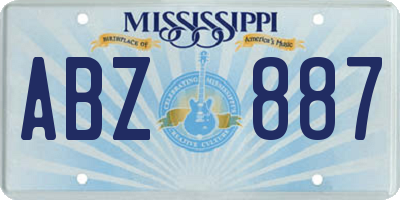MS license plate ABZ887