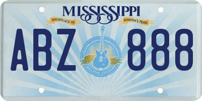 MS license plate ABZ888