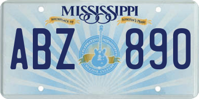 MS license plate ABZ890