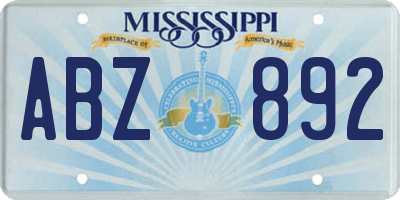 MS license plate ABZ892